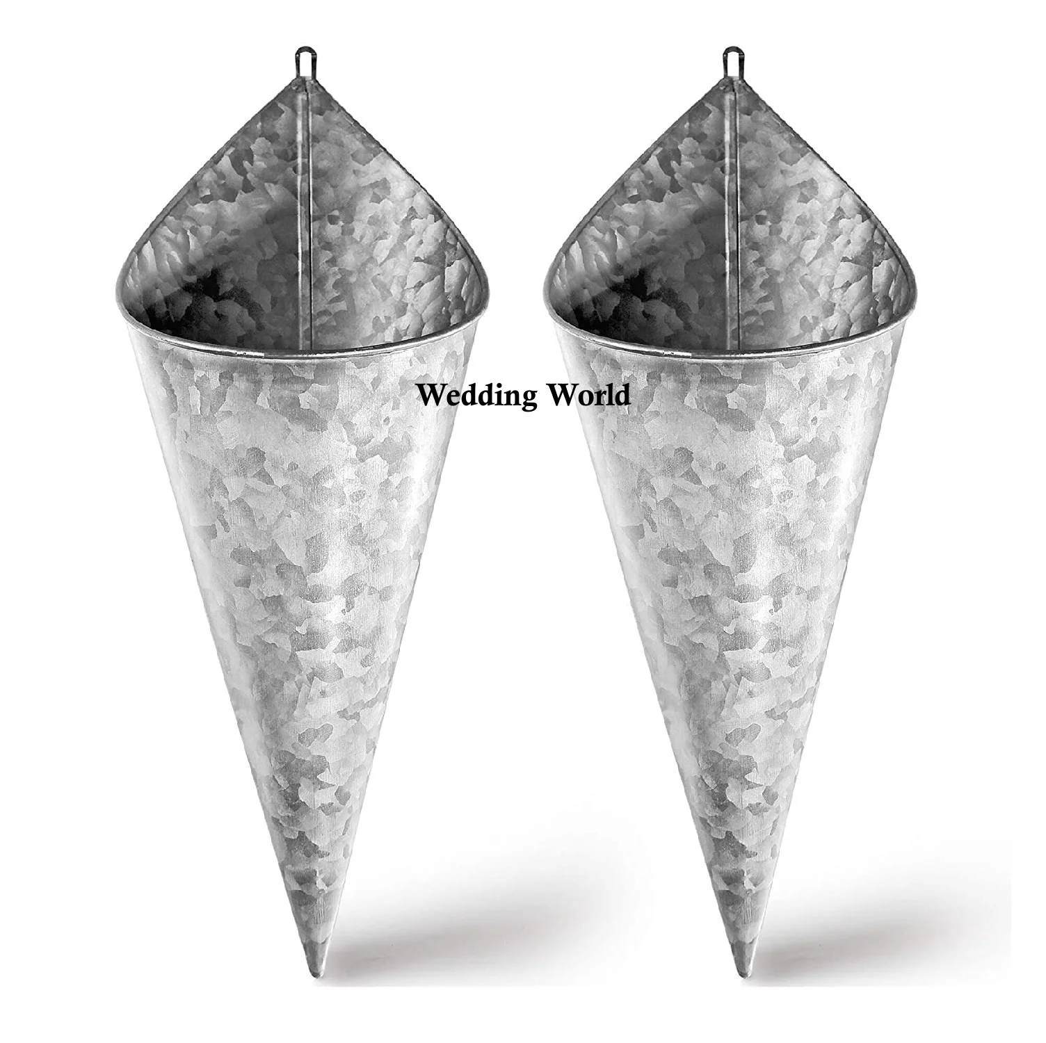 Cone Shape Galvanized Planter Customized Finished Handmade Planter Classic Stylish Wall Mounted Galvanized Planter