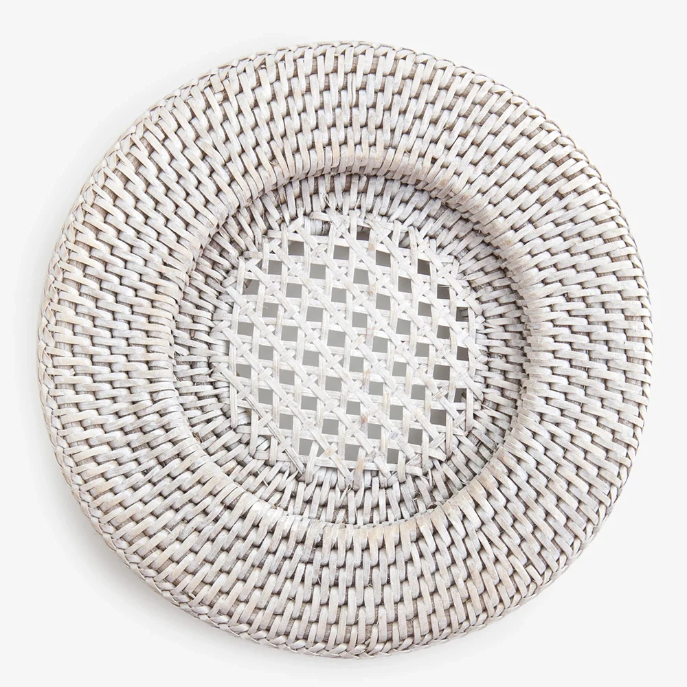 Whitewashed Rattan Charger Weave Rattan Wall Decoration Table Mat