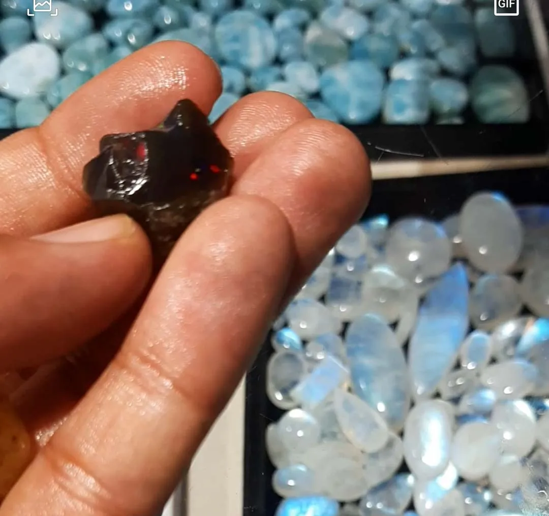 14k solide or ovale éthiopien Opale de feu 2 CT Ruby brignolette Collier Pendentif