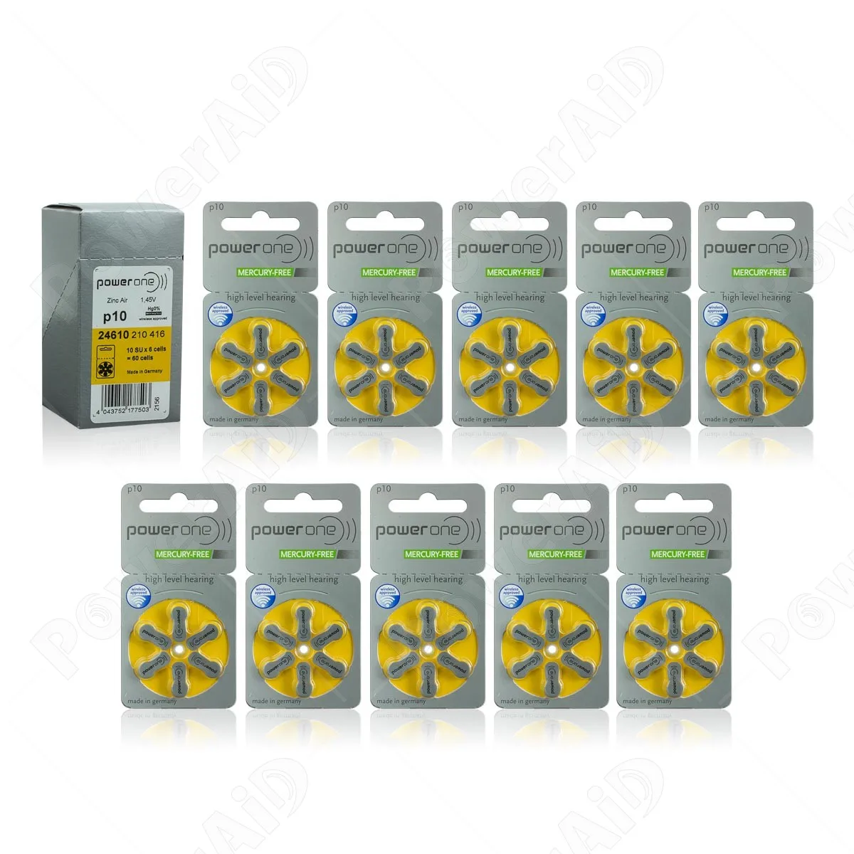 Fresh Stock Power One Hearing Aid Battery Button Cells Hearing Aid Zinc