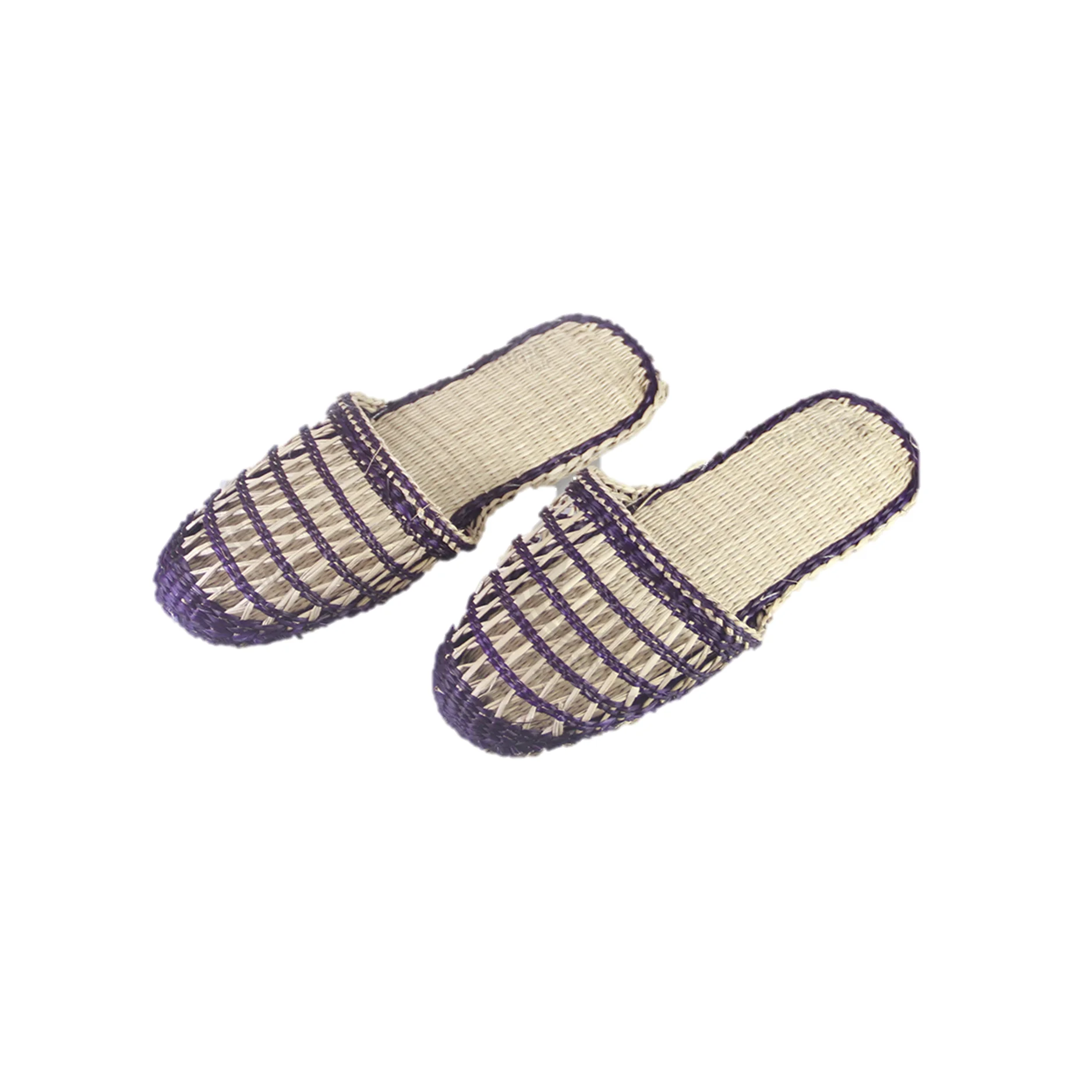 Rustic Style New Collection Attractive Rattan Seagrass Straw Slippers Outdoor Flat Weaving Sandals Slide for Women From Vietnam