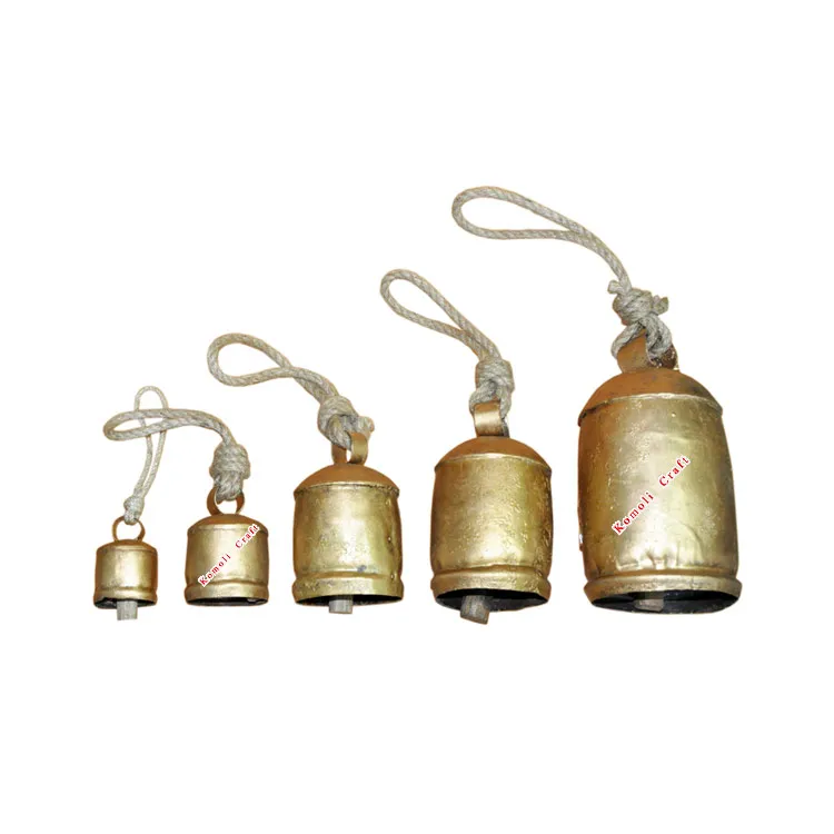 Indian Style Rustic Golden Iron Bells For Crafting, Home And