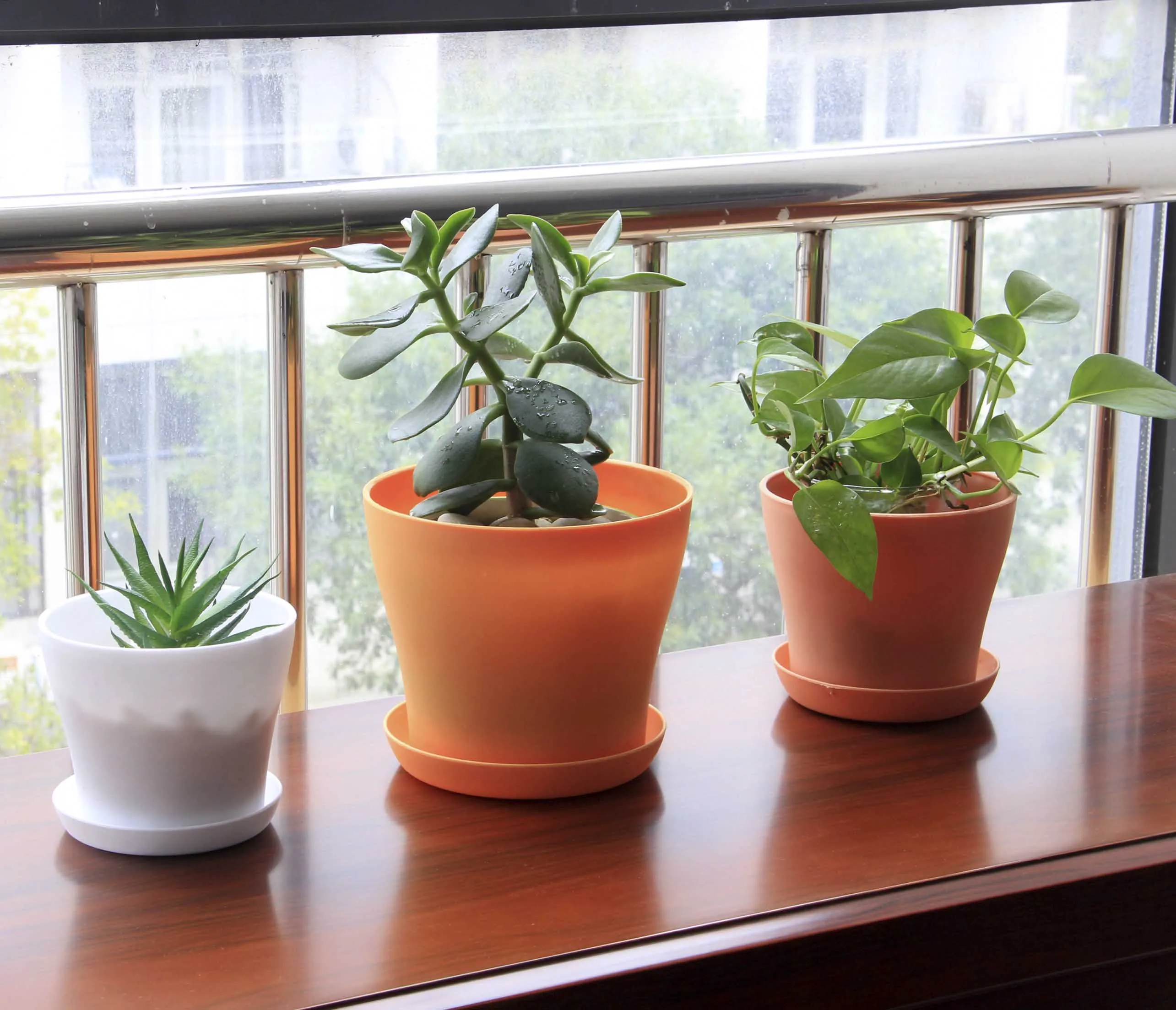 Пластиковый горшок для растений с блюдцем, декоративный пластиковый цветочный горшок для садоводства