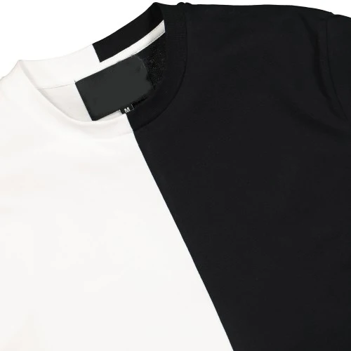 Two Tone Split Blank T-Shirt Small White Grey