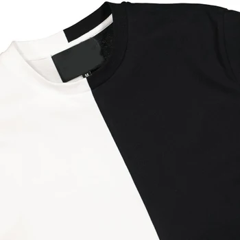 Custom Sports Mens Split Two Tone Color Black Half Black White T Shirt -  China Short Sleeve and Loose T-Shirt price