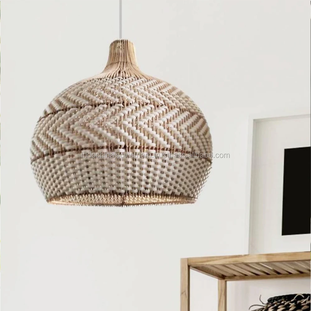 white rattan lampshade