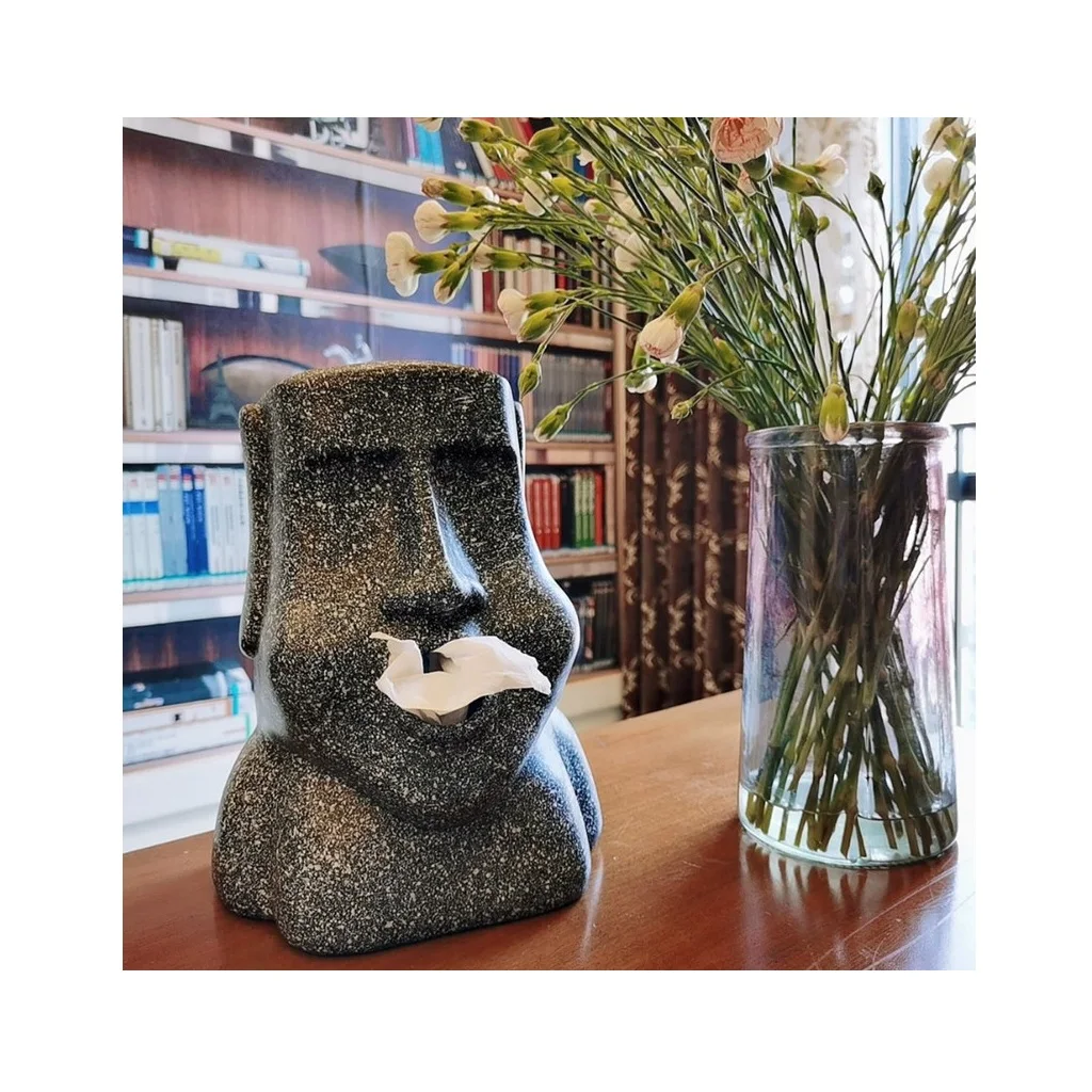 CREATIVE Easter Island Moai Tissue Box Dispenser Stone Figure Vintage Fun Gift