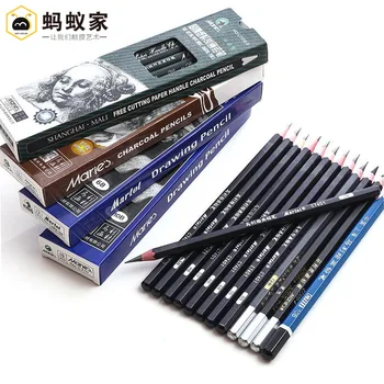 Maries Artist Charcoal Pencil 12 Piece Set, Medium Black Paper Handle  Charcoal Pencils for Drawing and Sketching