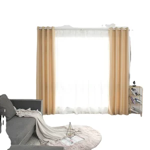 Cheap Ready Solid Color Linen Look Curtains Good Thermal Insulated Blackout Linen Curtain for Living Room Bedroom