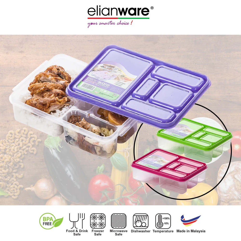 Elianware Bpa Free Plastic (pp) Reheatable Food Safe Food Container Dishwasher Safe 5
