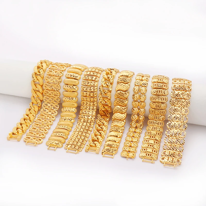 Cuban Link Chain Bracelets for Men 10MM and real 24K Gold Plated USA Made!  (9) : Amazon.in: Fashion