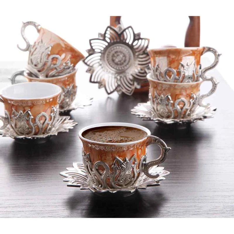 Ceramic Turkish Tea Coffee Cup Mug Set of 6, Tile Espresso Greek Arabic Tea  Coff