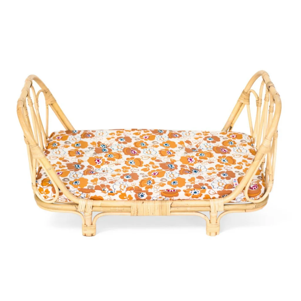 newest design small rattan baby doll crib bed rattan doll bed