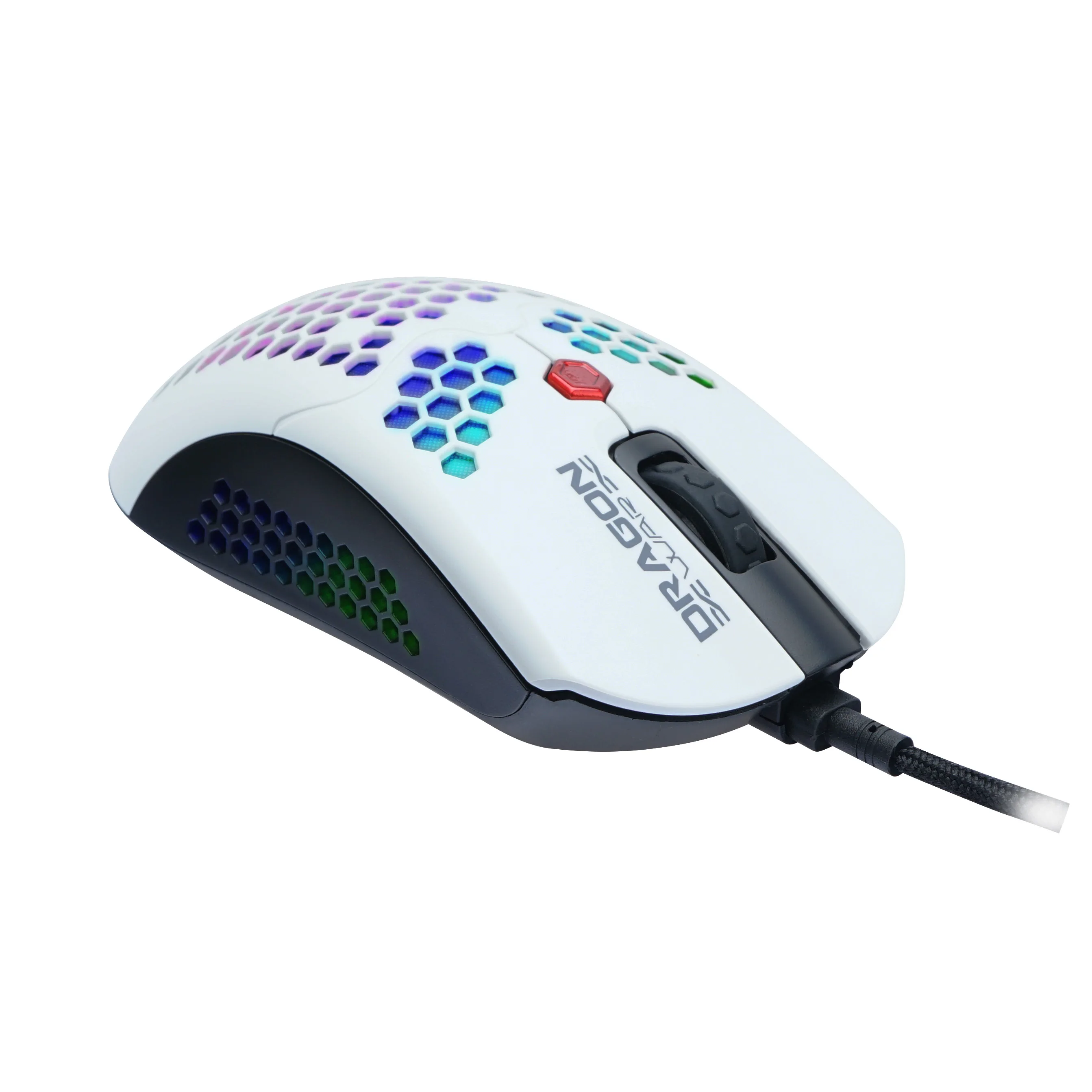 Игровая мышь Dragon War G25 65 г белая версия с легкой сотовой оболочкой ультралегкий кабель Ultraweave Pixart 3325 или