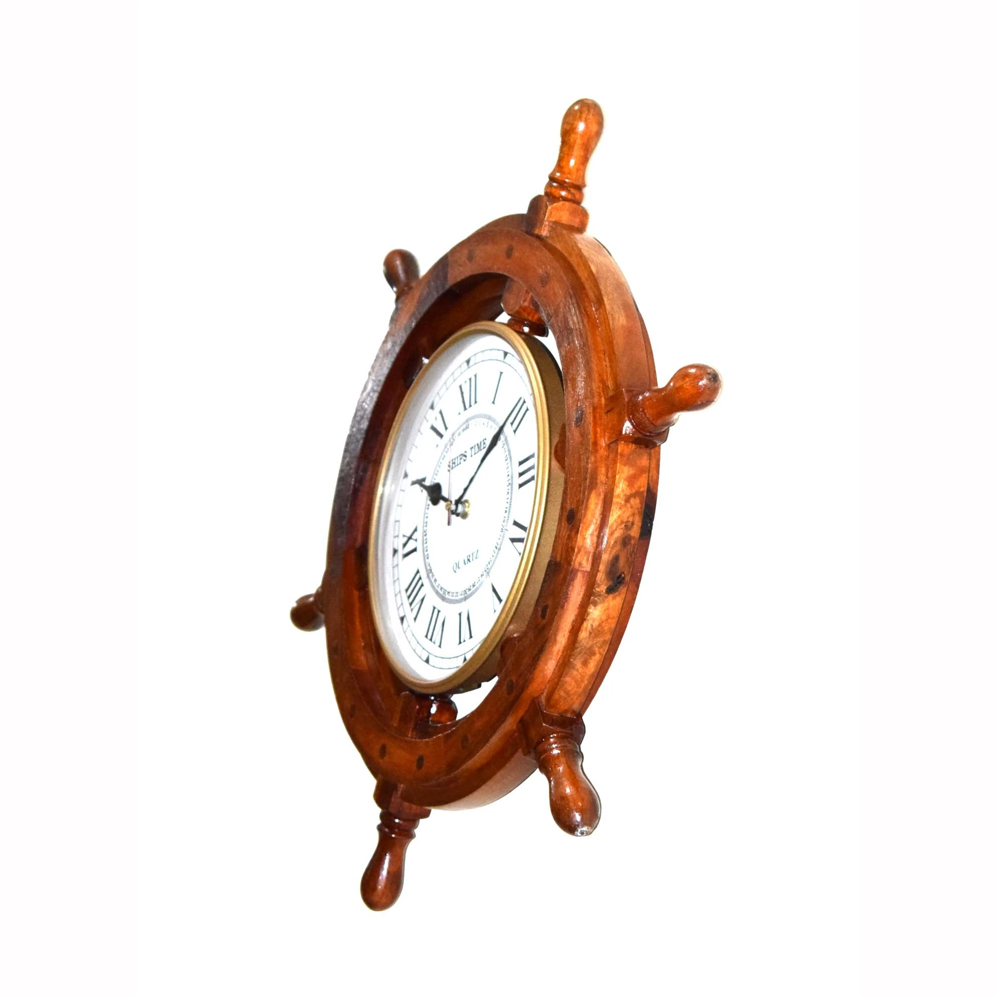 Vintage Marine 24 Wooden Ship Wheel Porthole Vintage Clock