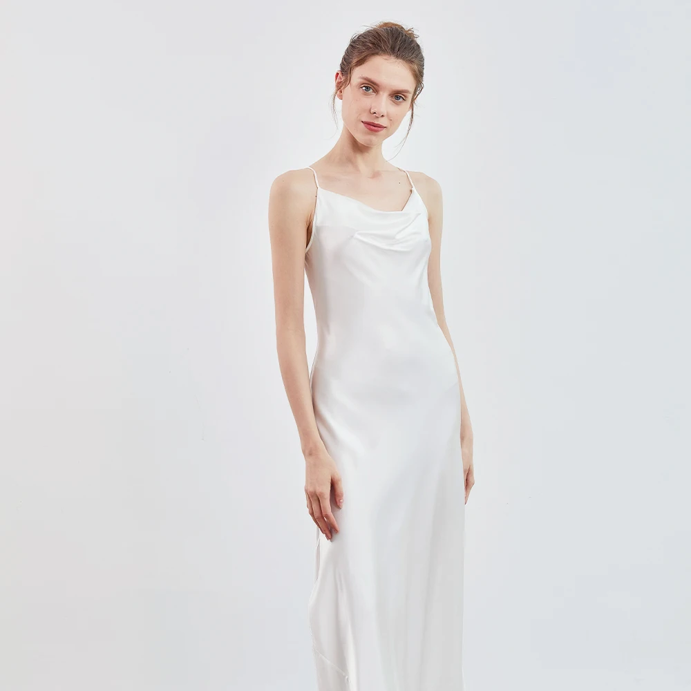 long silk dress white Cami silk satin maxi dress in white - Nili Lotan