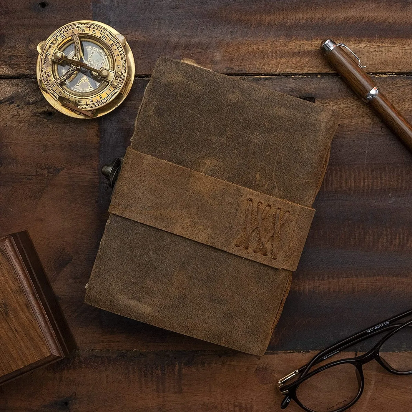Journal En Cuir Vintage 10x15 Cm - Papier Artisanal Sans Acide - Pour Écriture, Grimoire