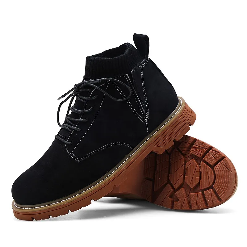 Оптовая продажа, модные ботинки, Уличная Повседневная стильная плюшевая теплая зимняя обувь с высоким воротником для мужчин
