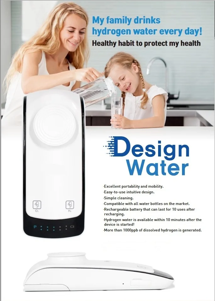 Portable Hydrogen Water Generator with Smart Design, Made in Korea Convenient, Comfortable, Easy to Use