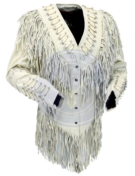 1105.1 Cowgirls Indian Tassel Native Women Ladies Girls Fringed & Beaded Suede Western Leather Jacket