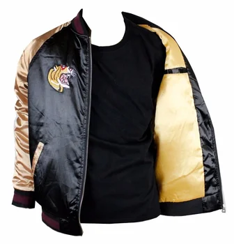 Men's Top Quality Brand Style Satin Tiger embroidery Bomber Jacket