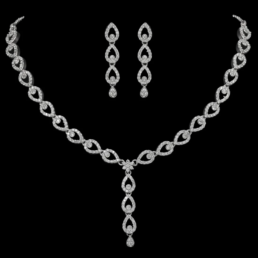 simple american diamond necklace set