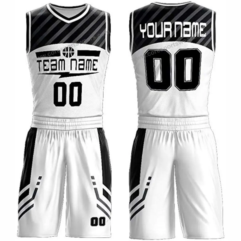 Source Full sublimation girls black and white basketball uniform