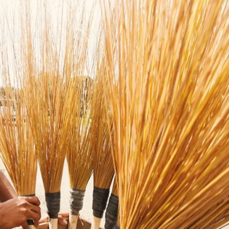 Decorative Traditional Seagrass Straw Broom Stick Cleaning Broom