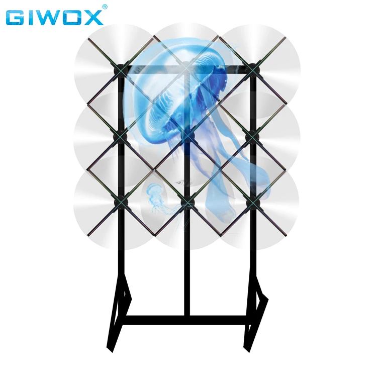 Giwox Sync Hologram Fan with Floor Stand Bracket 3D Led Fan Holographic Display 3d Hologram Fan for Exhibition Advertising