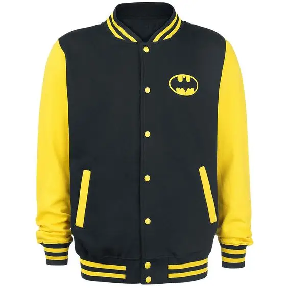 Batman Varsity Jacket Snap Button Mock Neck Long Sleeves Mens S Black DC  Comics | eBay