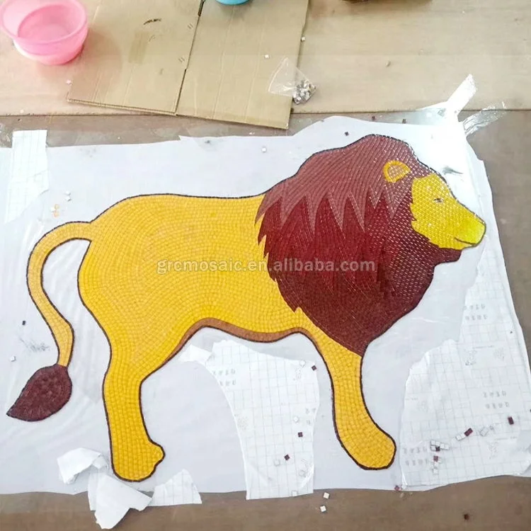Custom Size Single Pattern Smooth Edges Animal World Glass Mosaic Dolphin Deco Hand Cut Lion Mural Sea Turtles Mosaic Pool Tiles