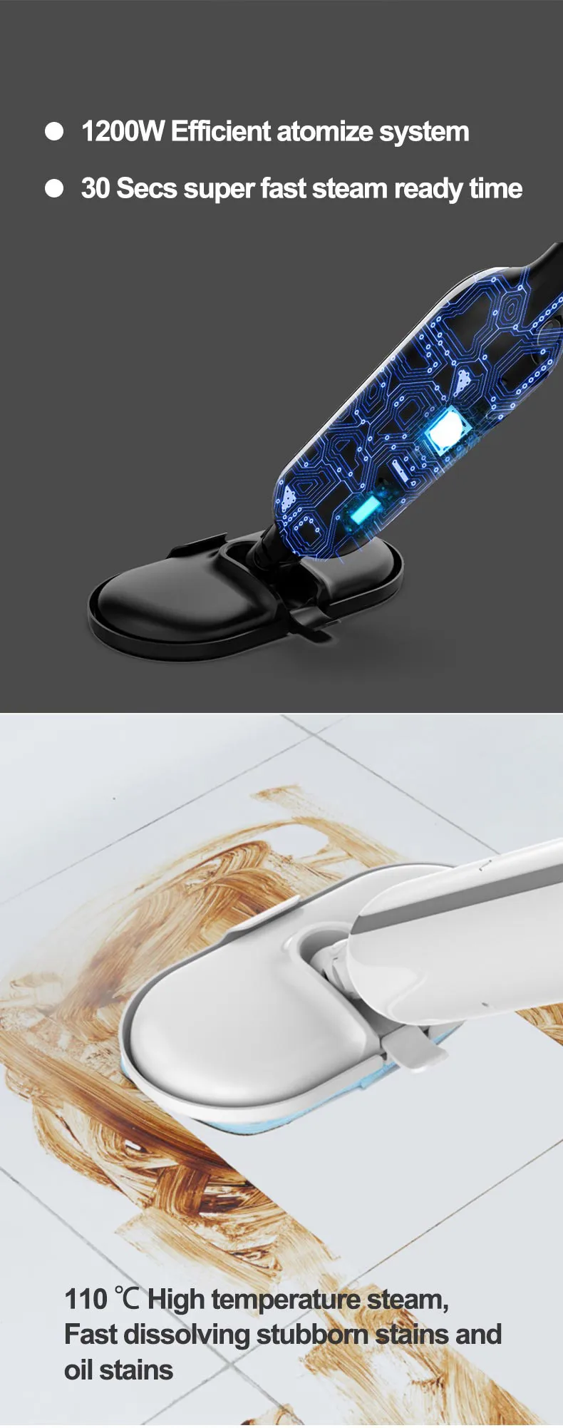 Salav 1200w Steam Mop Cleaner Wet Mopping Cleaner Steam With Detergent