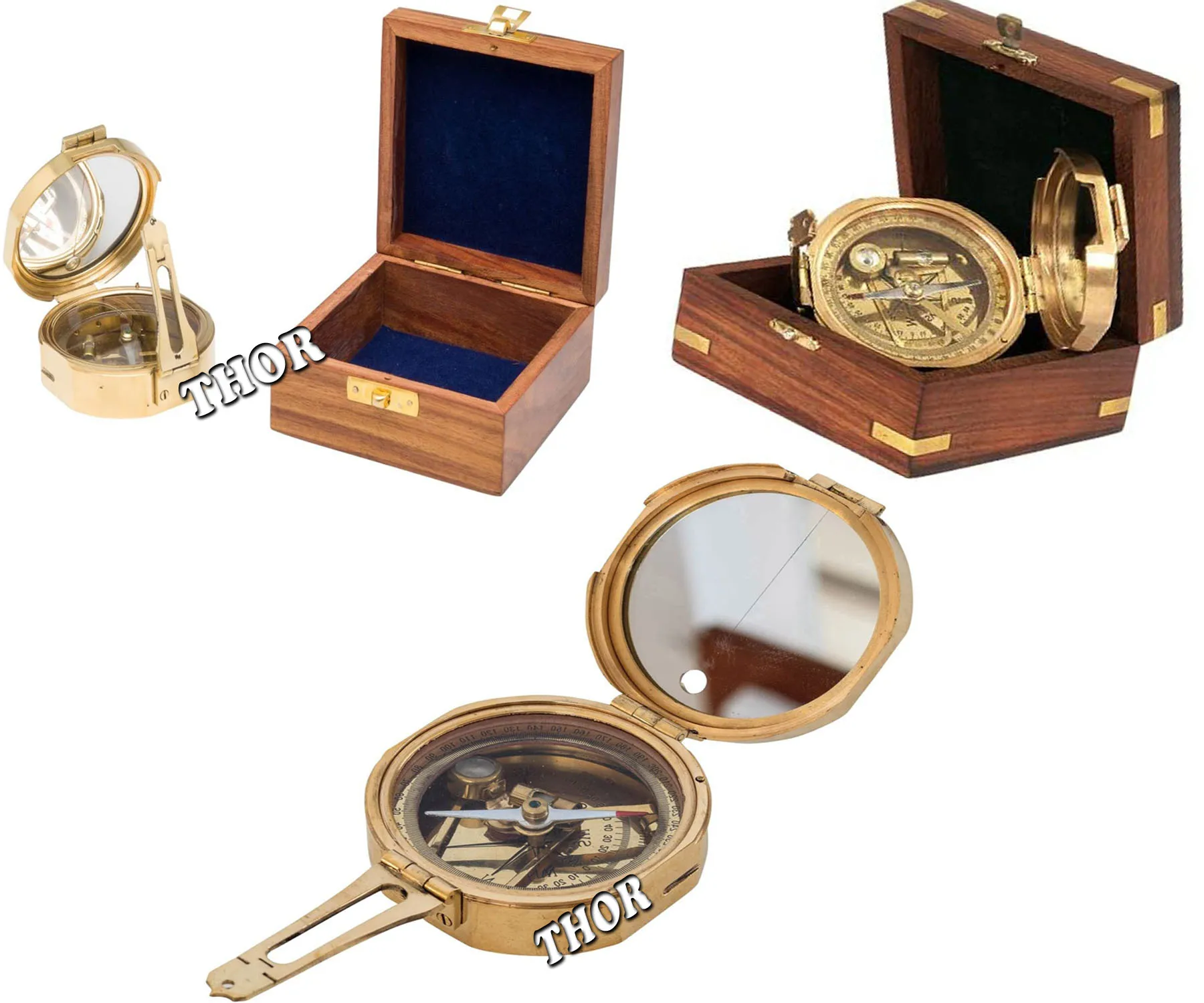 Antique Maritime Brass Brunton Compass Nautical Direction Brass Compass 