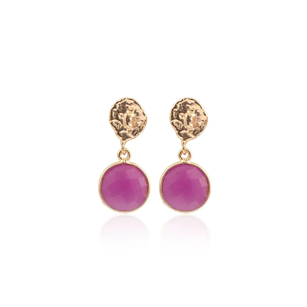 Pink Chalcedony, Rose and Green Quartz Earring