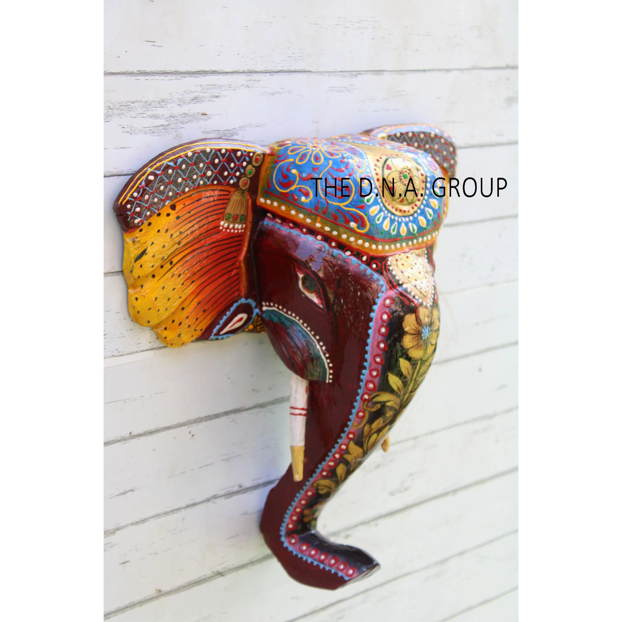 Tapisserie Murale éléphant En Coton Indien Fait Main - 3,3 X 3,3 Pieds - Vintage Rouge