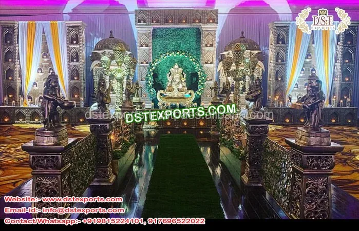 Muslim Walima Stage Mehraab Decoration Arabian Wedding Reception Night Glamorous Asian Wedding Decor Simple Fiberglass