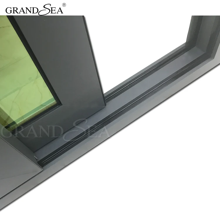 Power Coating Double Glazing Grey Color Aluminum Sliding Window