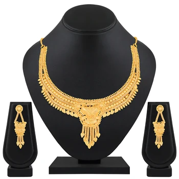 Indian wholesale One Gram Gold Bridal wedding wear Jewelry Choker Necklace Set for Women