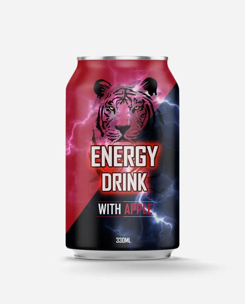 Частная марка Tiger Energy Drink со вкусом яблока в 330 мл короткой банке