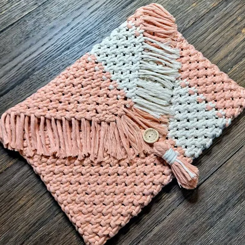 Ladies Cotton Rope Macrame Bag Women's Bohemian Clutches Purse Girls  Classic Handmade Woven Crochet Bag With Tassel