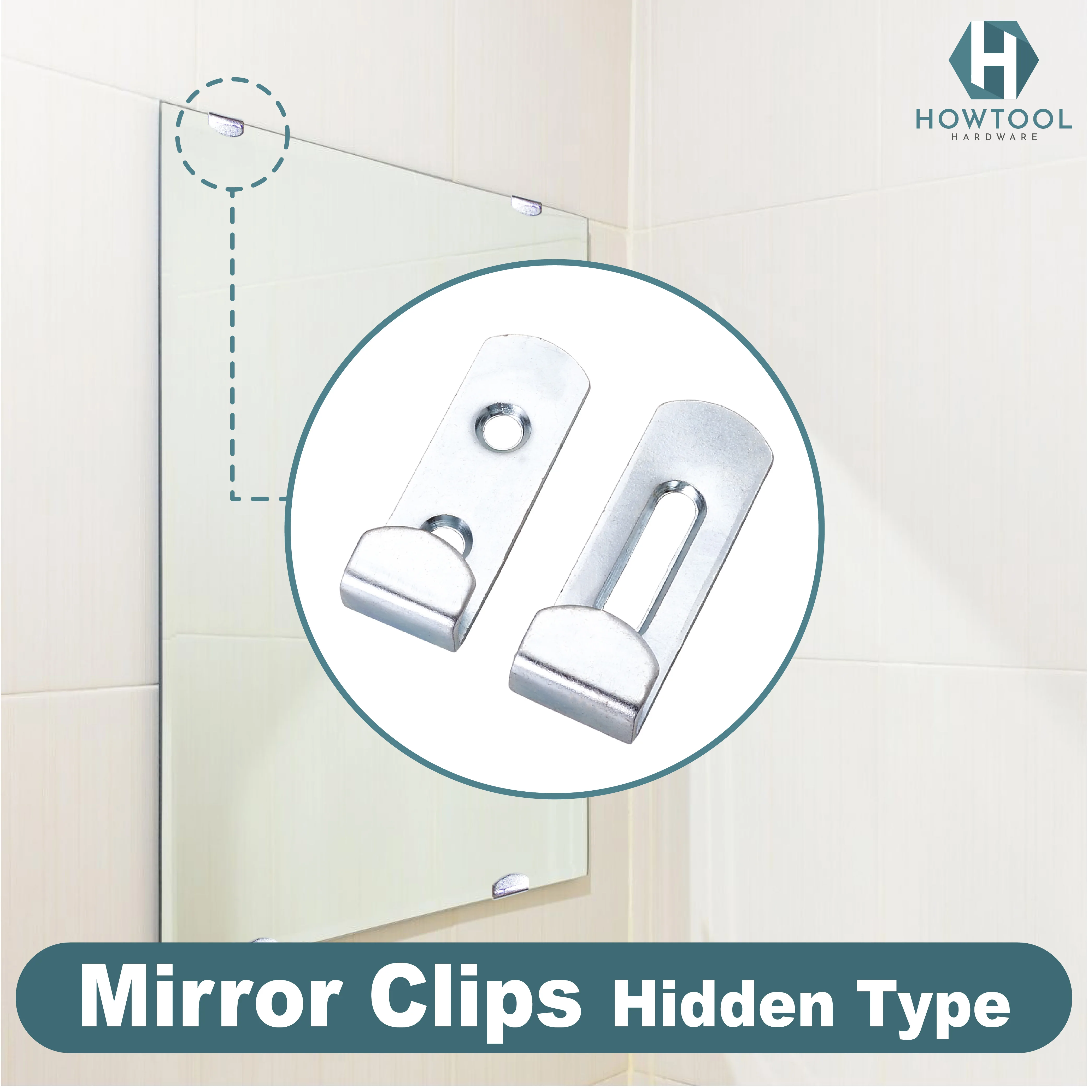 Heavy Duty Wall Mounted Zinc Plate 1/4 Inch Wall Mounted Bulk Mirror Holder Clip