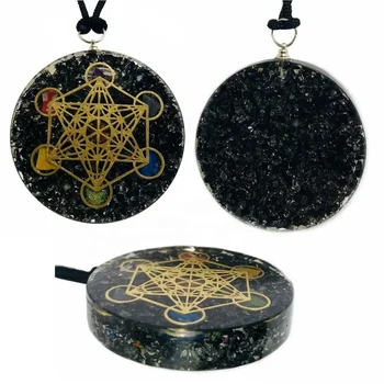 Black Tourmaline With Metatron Chakra Orgonite Pendant | Gemstone Crystal Orgone Pendant Wholesale Orgonite Pendant