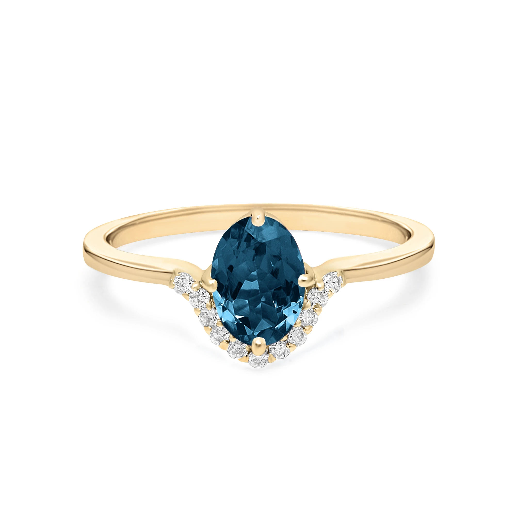 natural london blue topaz oval gemstone ring 14k gold london