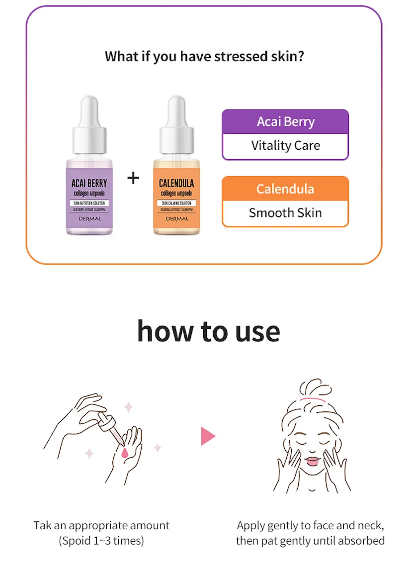 Dermal Korea Ampoule Vitamin C Facial Serum And Collagen Serum 17ml*2