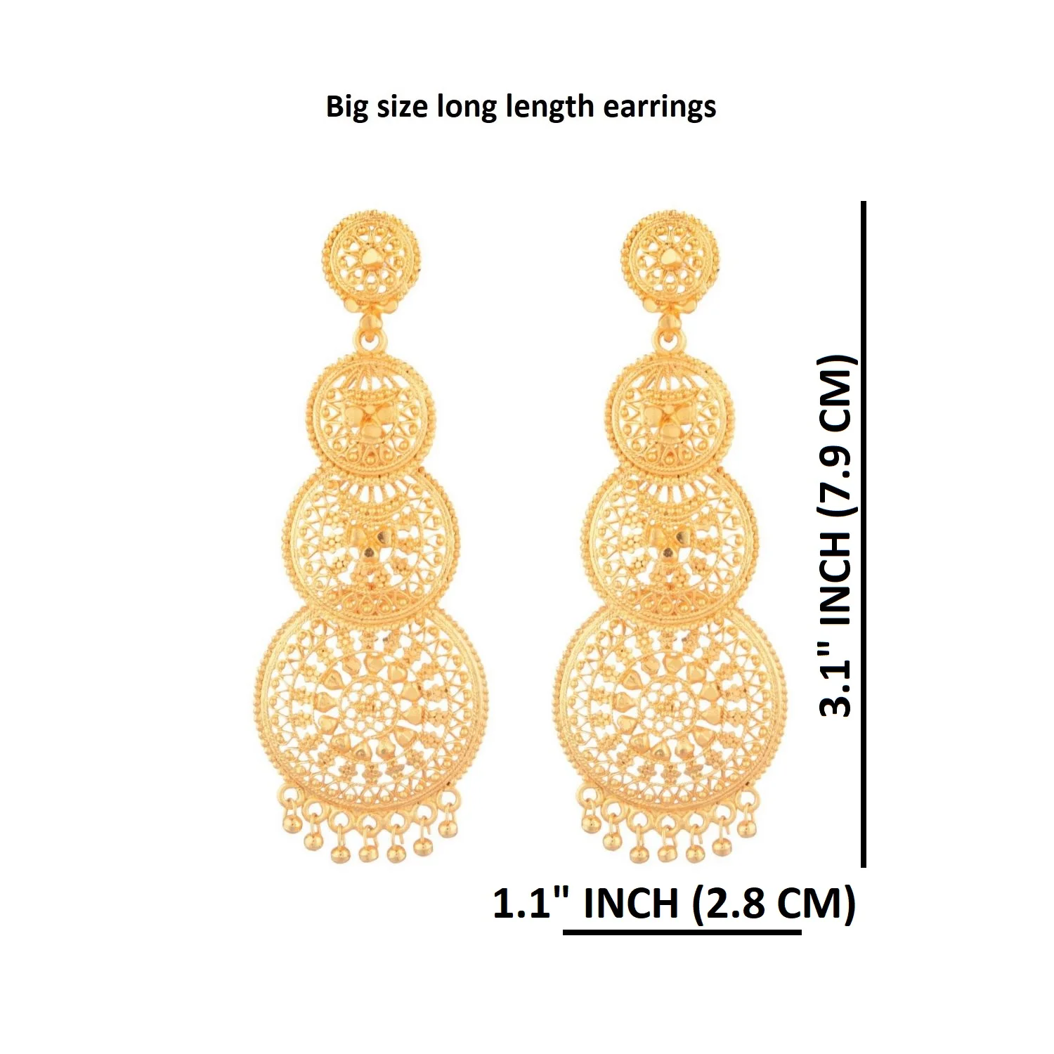 Buy Bridal Wear Ruby Stone Net Pattern Big Size Dangler Earrings for Women