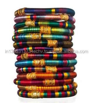 Indian Multi color factory wholesale Traditional Fashion Silk Thread Cuff Bracelet Bangle for Girls