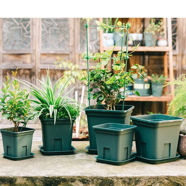 Оптовая продажа с фабрики, проницаемые пластиковые горшки с лотком для помещений и улицы, разноцветные пластиковые горшки для растений и цветов