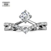 Sterling Silver 925 18K white gold plated Double Wishbone Ring