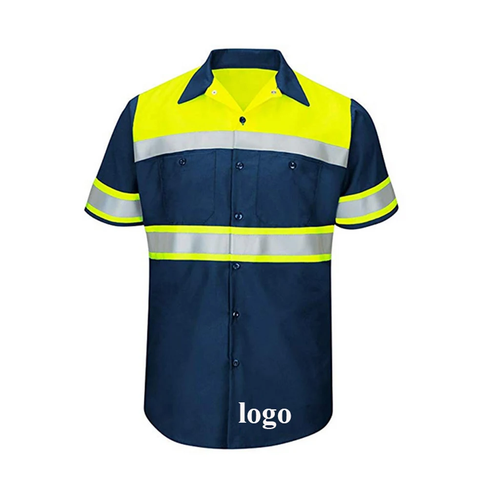 Hi Vis Polo Shirt High Visibility Shirt Reflective Tape Security Safety Work Tee 
