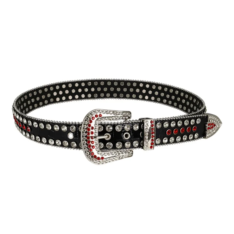 Rhinestone Buckle Men's Fashion Belt - Customizable BB Simon
